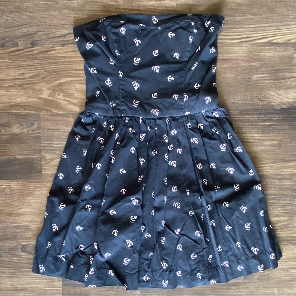 Womens Blue Sleeveless Mini Dress with Anchors Medium - Abercrombie & Fitch